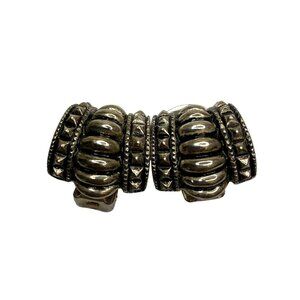 Metal‎ Brutalist Vintage Clip on Earrings 1.5"